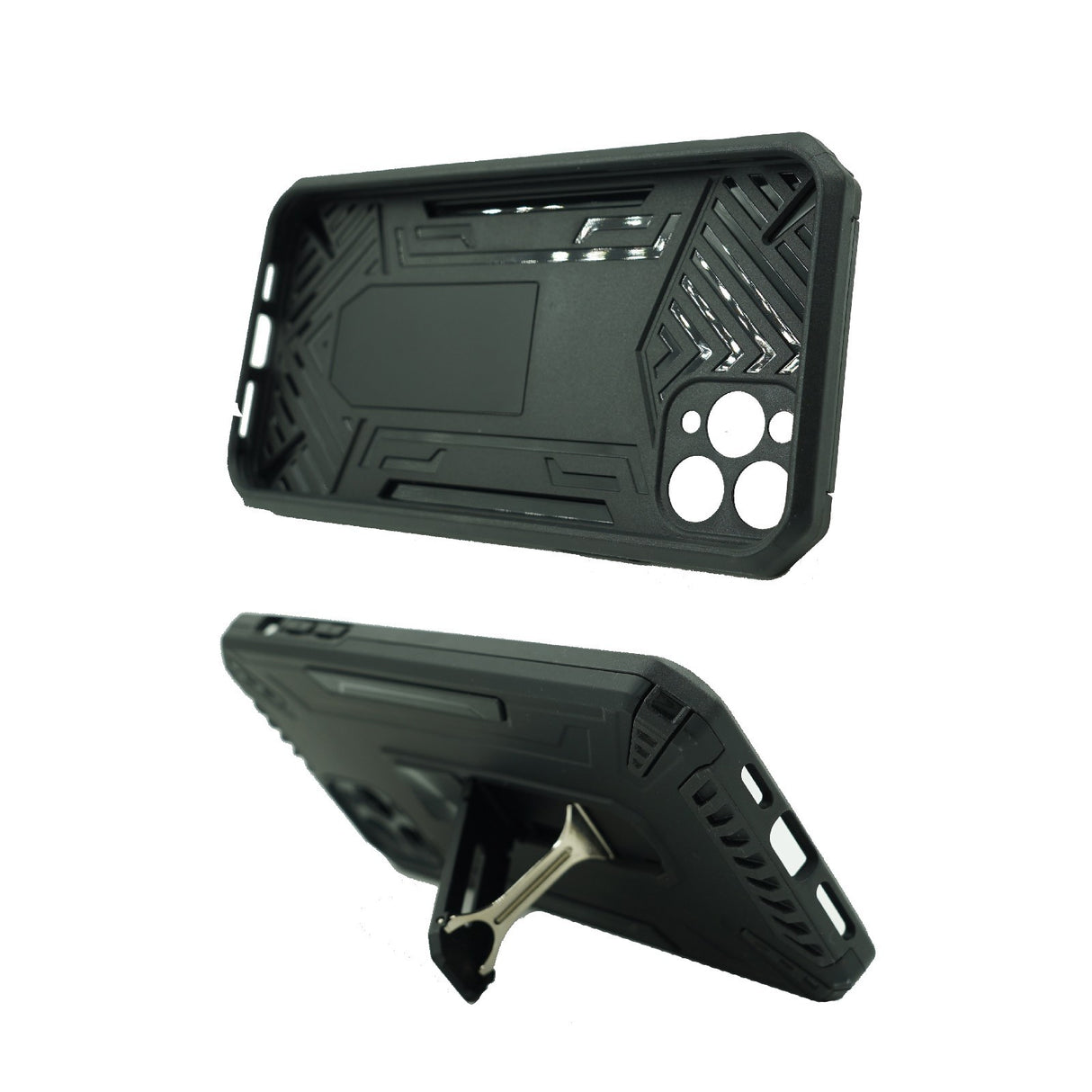 Husa de protectie Flippy compatibila cu Apple iPhone 11 Pro Defender Model 4 cu suport, Negru - vivimall.ro