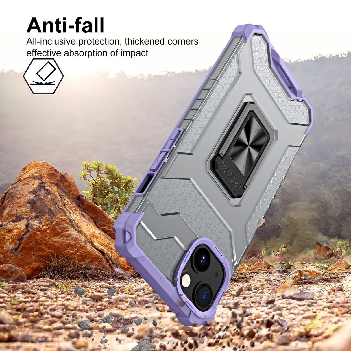 Husa de protectie Flippy compatibila cu Apple iPhone 13 Acrylic Armor cu suport Mov - vivimall.ro