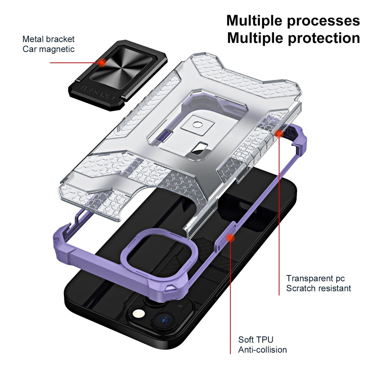 Husa de protectie Flippy compatibila cu Apple iPhone 13 Mini Acrylic Armor cu suport Mov - vivimall.ro