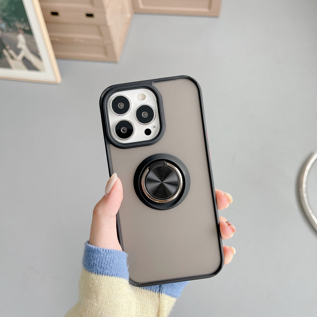 Husa de protectie Flippy compatibila cu Apple iPhone 13 Mini,Defender cu prindere inel,Negru - vivimall.ro