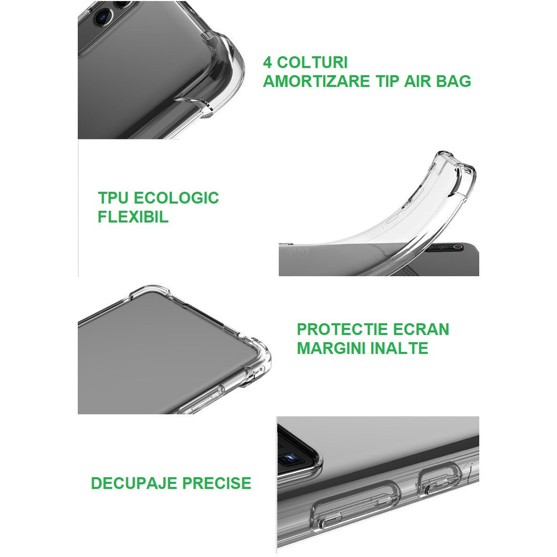 Husă Honor 90 Lite TPU ecologic 1.5 mm, design subțire transparent, vedere spate cu detaliu material