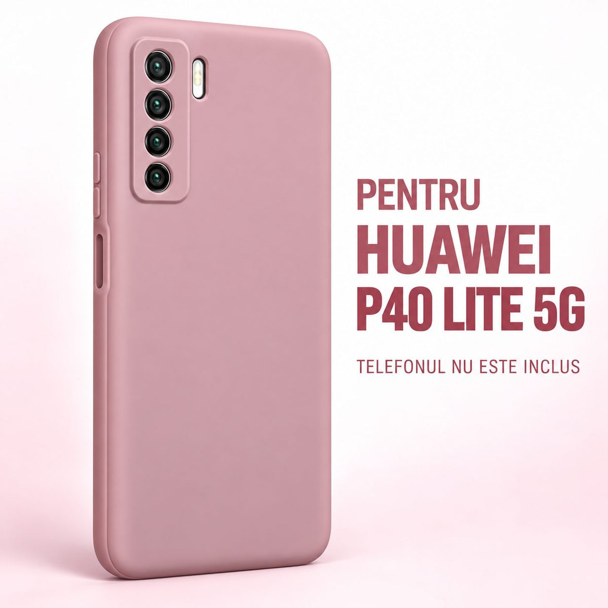Husa protectie Vivimall compatibila cu Huawei P40 Lite 5G Liquid Silicone Case Roz