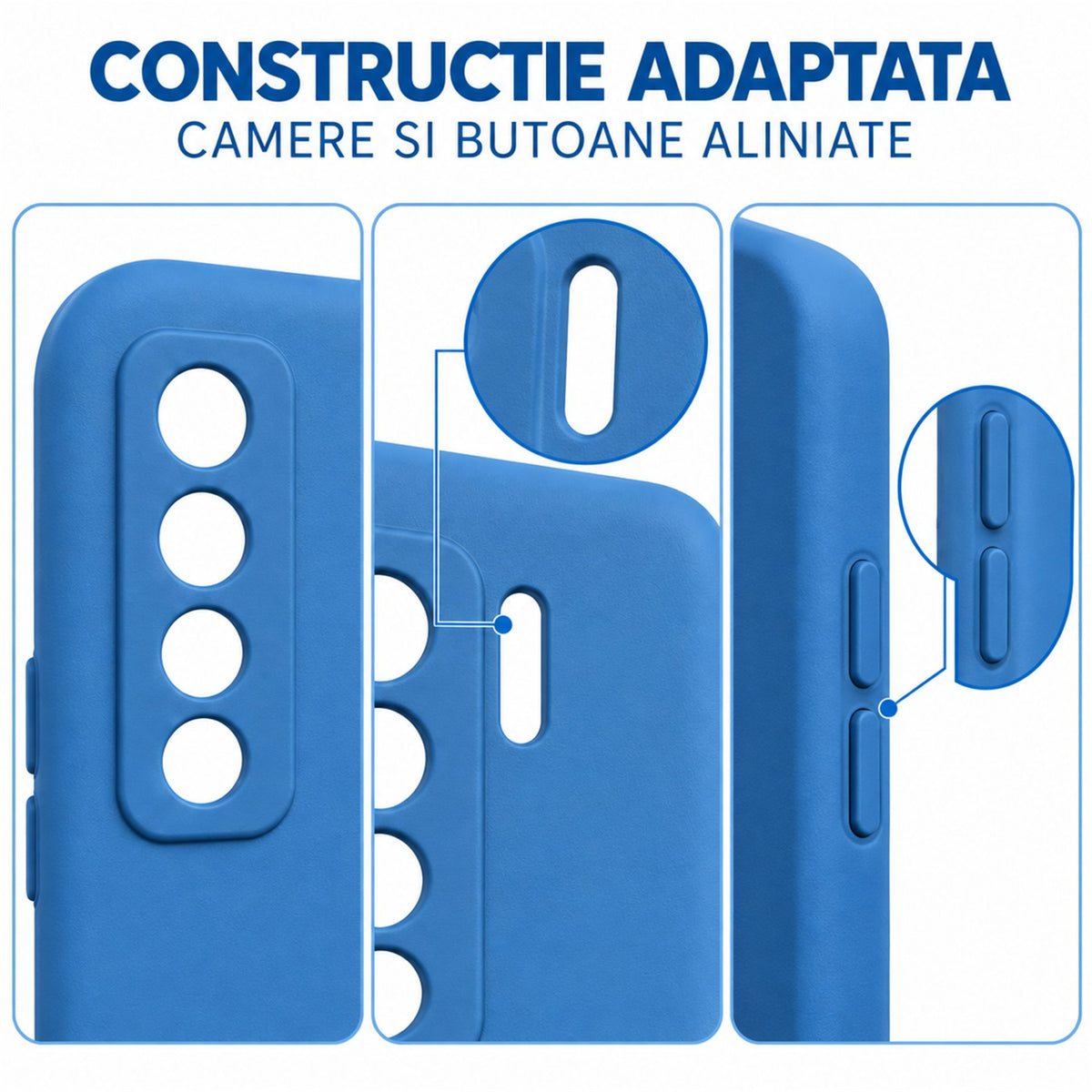 Husa de Protectie Flippy compatibila cu Huawei P40 Lite 5G, Liquid Silicone, Interior din Microfibra, Protectie Camera, Albastru