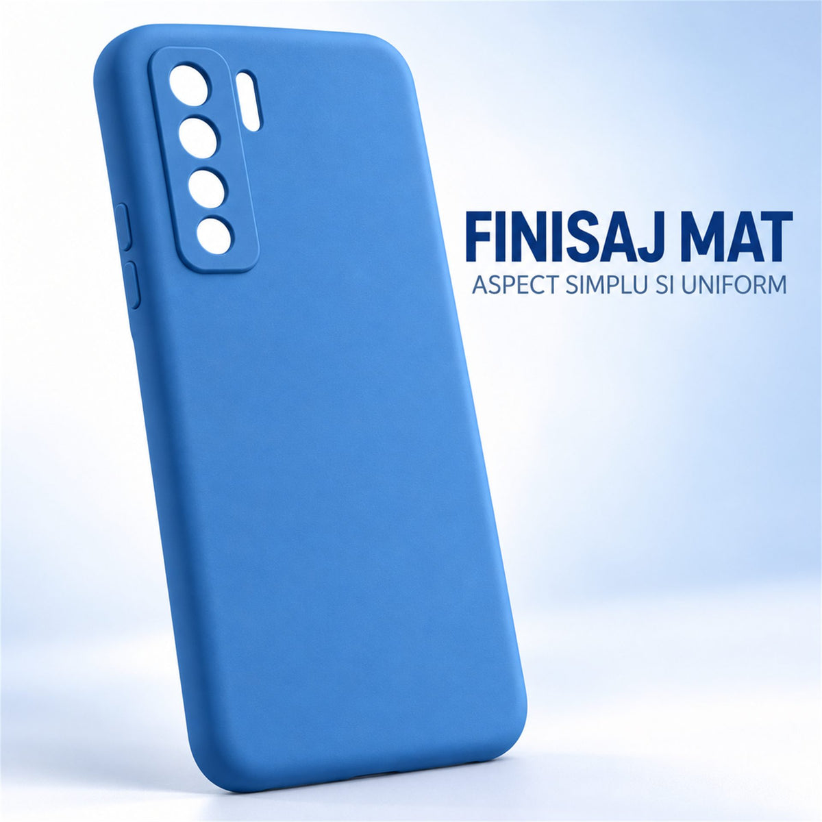 Husa de Protectie Flippy compatibila cu Huawei P40 Lite 5G, Liquid Silicone, Interior din Microfibra, Protectie Camera, Albastru