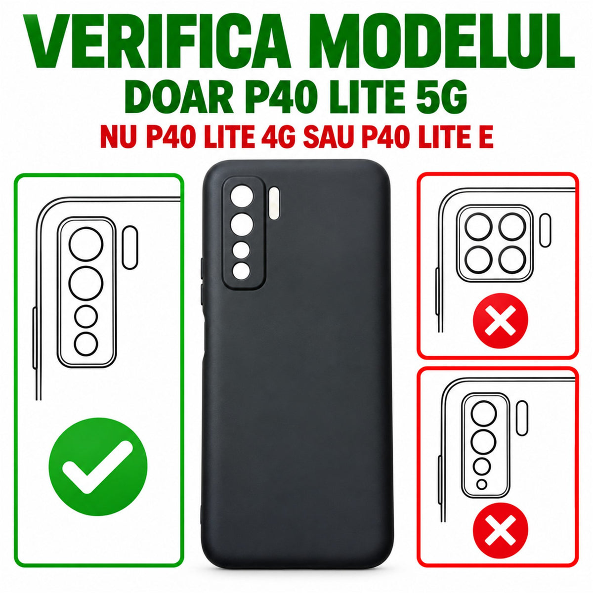 Husa de Protectie Flippy compatibila cu Huawei P40 Lite 5G, Liquid Silicone, Interior din Microfibra, Protectie Camera, Negru