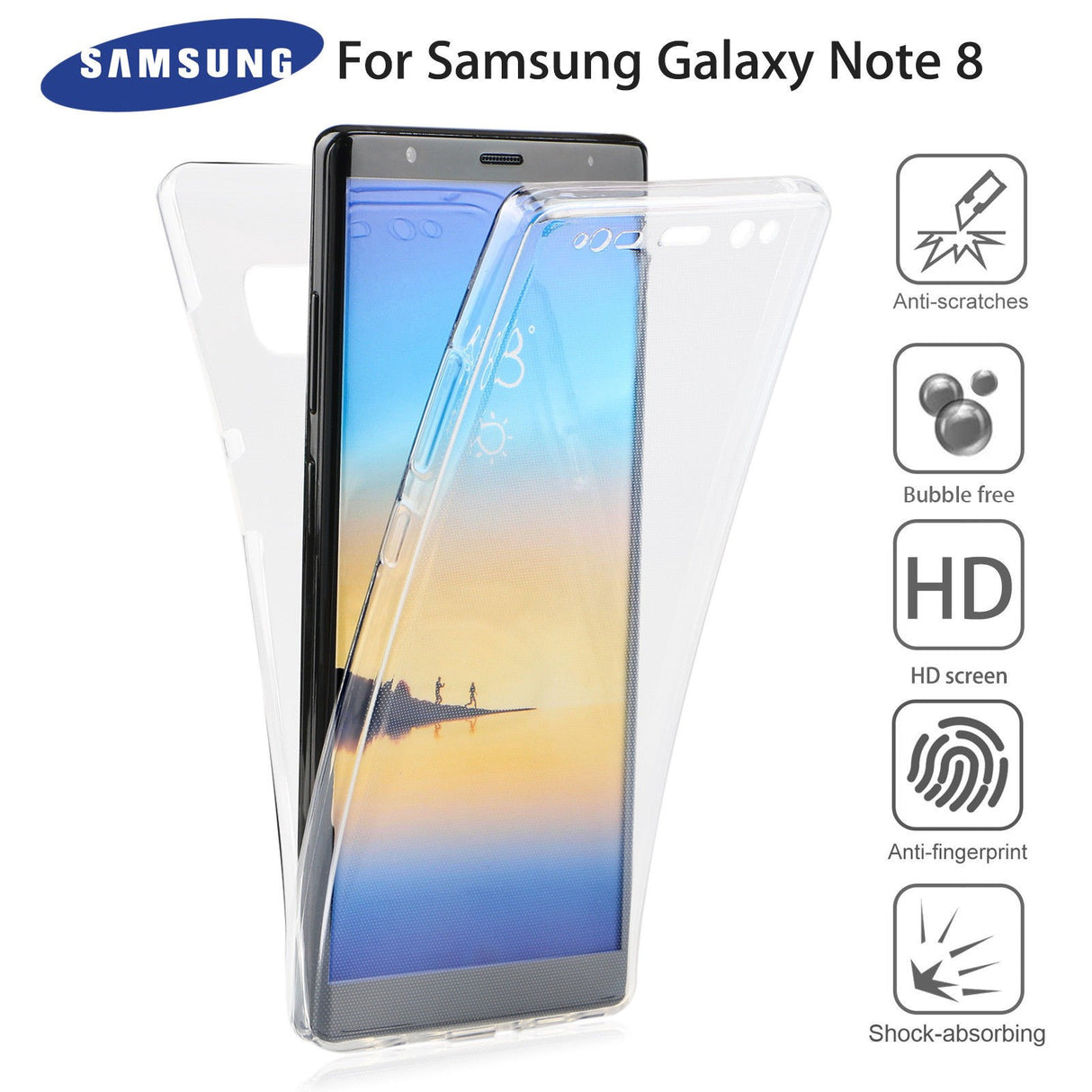 Husa de protectie Flippy compatibila cu Samsung Note 8 Full Tpu 360 Transparent - vivimall.ro
