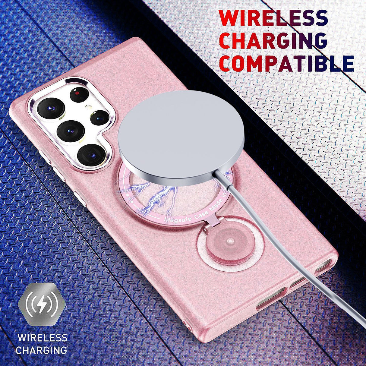 Husa de protectie Flippy, cu incarcare Wireless, Tehnologie Magsafe, TPU, Inel magnetic rotativ cu functie de suport, pentru Samsung Galaxy S23 Plus , Rose Gold - vivimall.ro