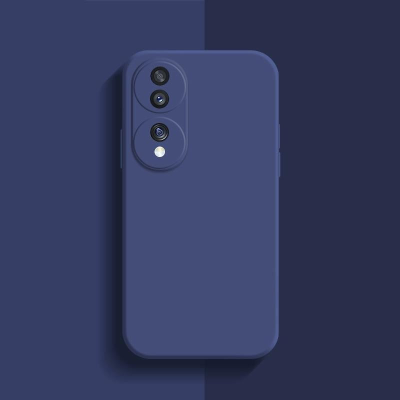 Husă Honor 70 Liquid Silicone albastru, compatibilitate incarcare wireless, vedere unghi