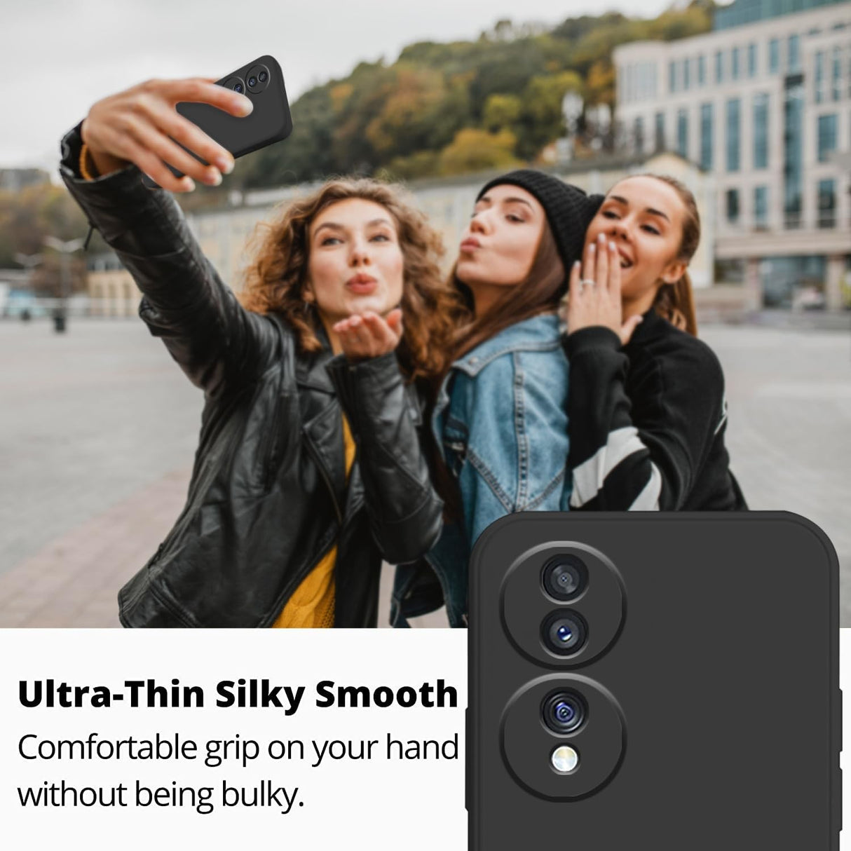 Husă Honor 70 compatibilă incarcare wireless, pozitionata pe incarcator Qi