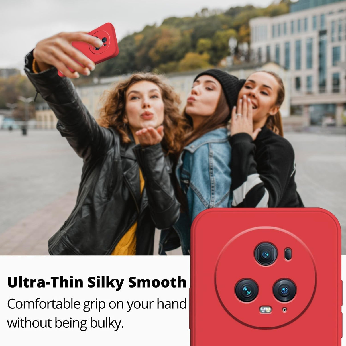 Husă Honor Magic 5 Pro roșu compatibilă cu încărcarea wireless, vedere laterală profil subțire