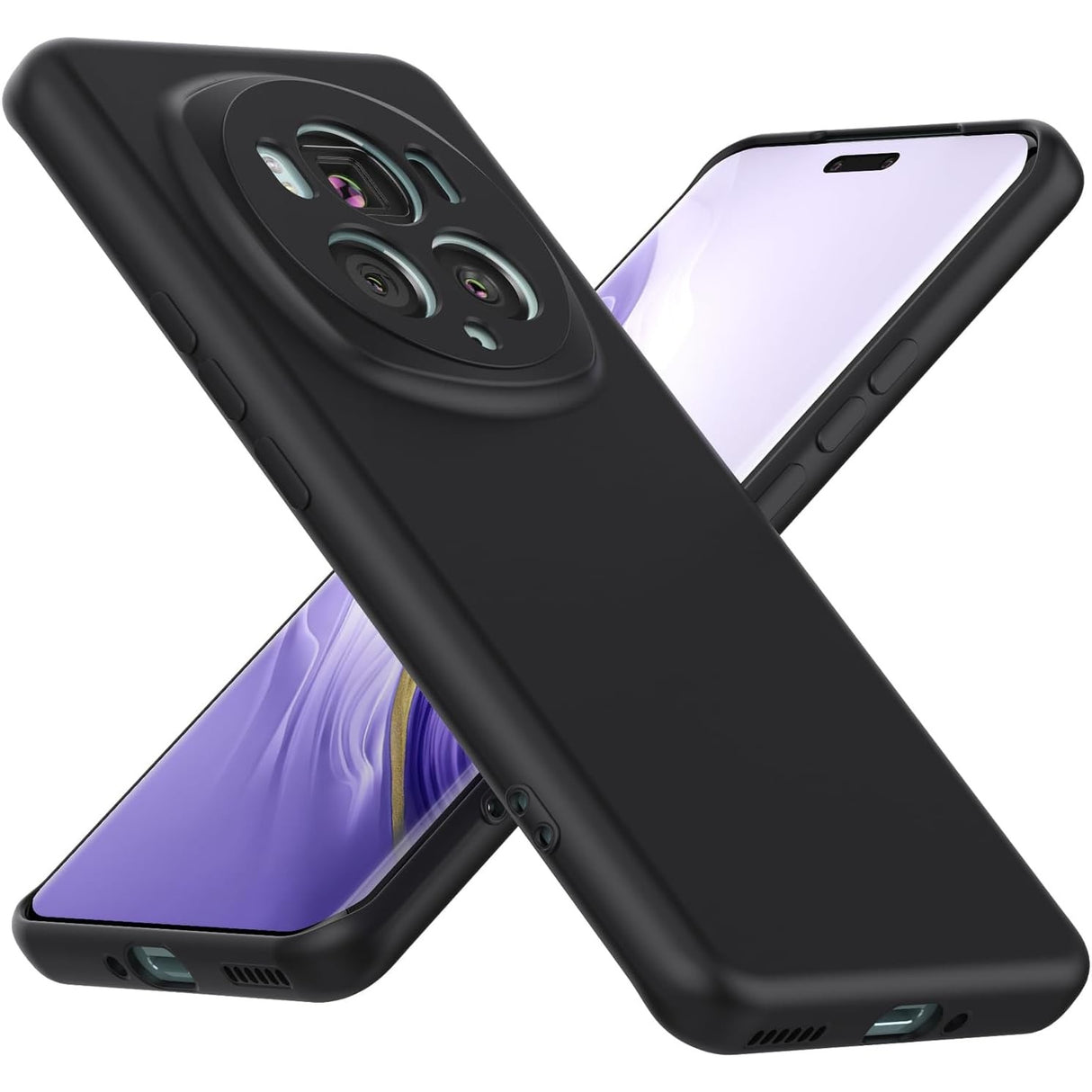 Husă Honor Magic 6 Pro negru, vedere laterală, colțuri întărite protecție antisoc