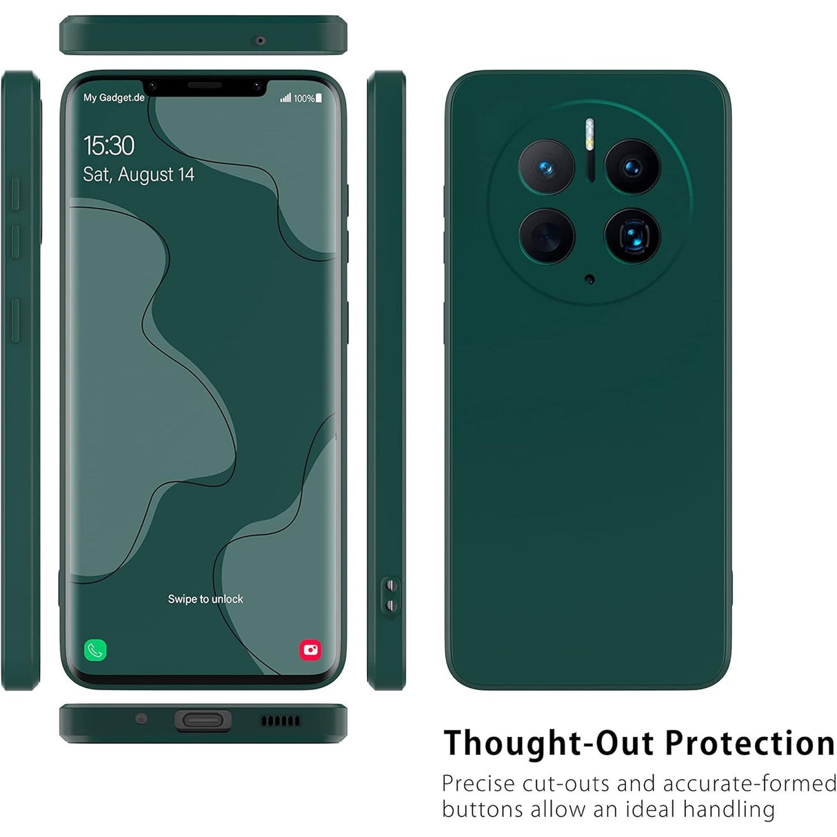 Husă Huawei Mate 50 Pro verde, compatibilă incarcare wireless, vedere de sus