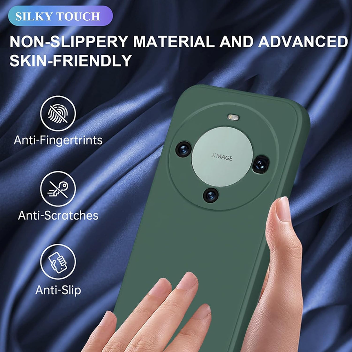 Husă Huawei Mate 60 Pro silicon lichid verde, imagine lifestyle utilizare zilnică