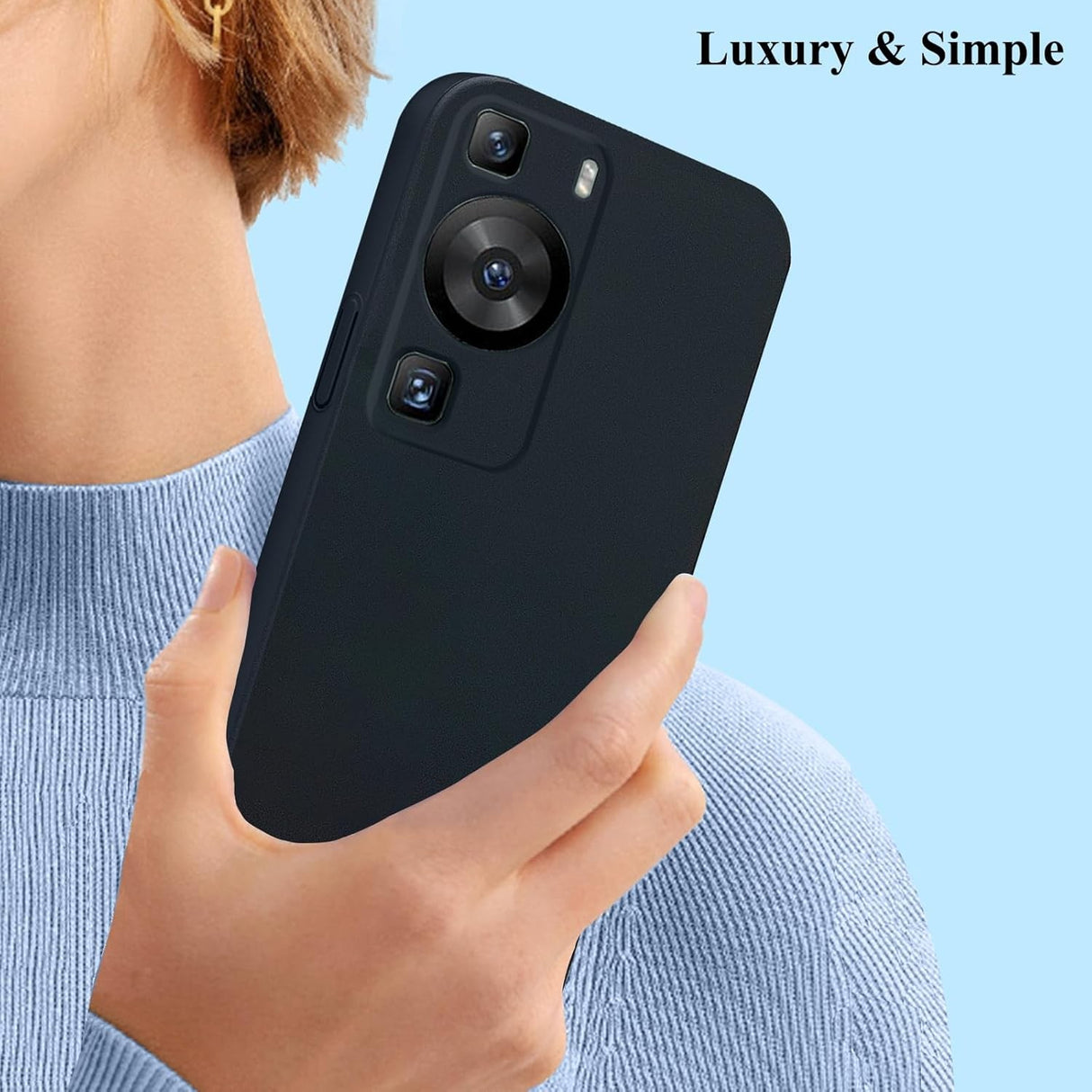 Husă silicon lichid Huawei P60 Pro compatibilă incarcare wireless Qi, vedere laterală stânga