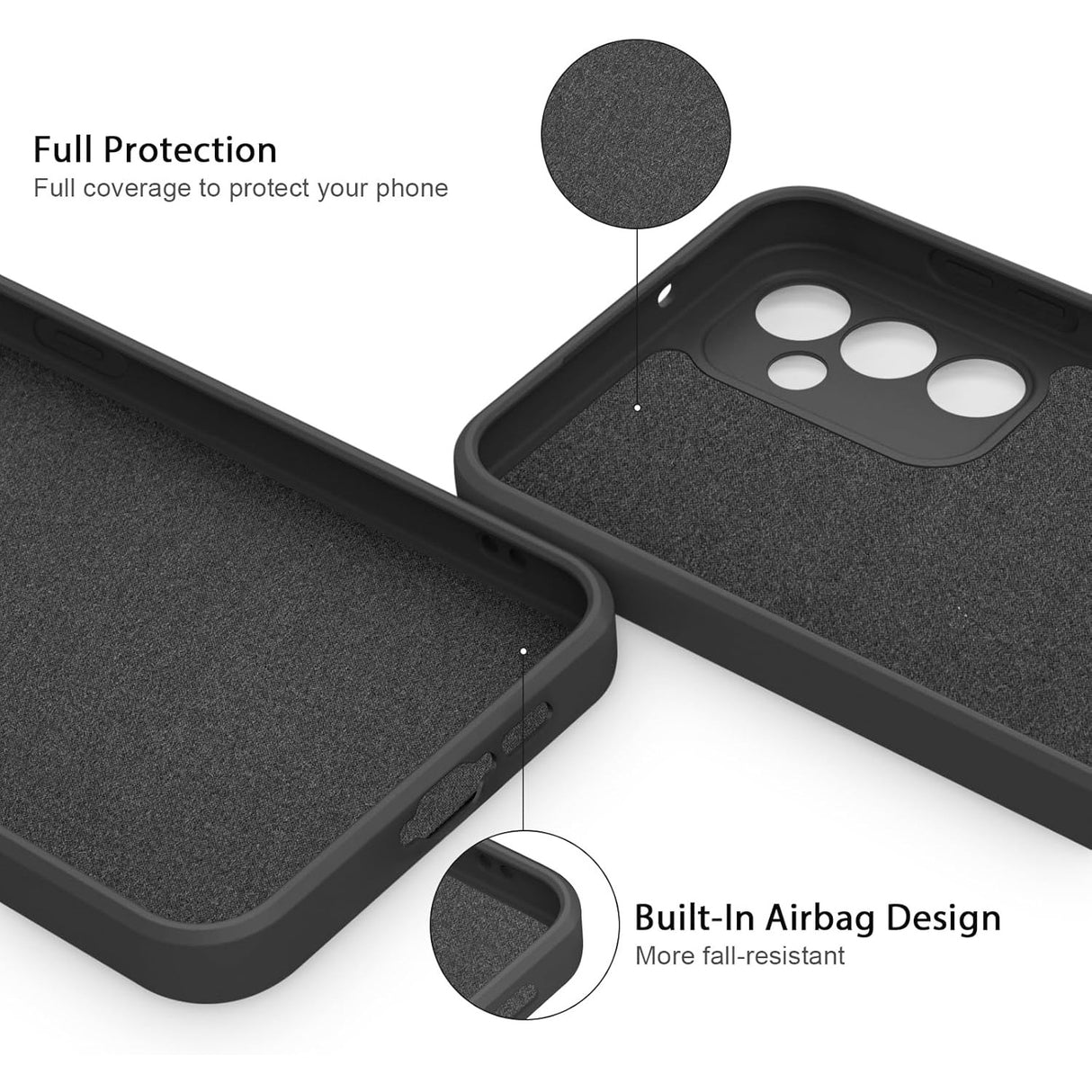 Set husă de protecție Huawei P60 Pro Liquid Silicone negru, design subțire, vedere ansamblu