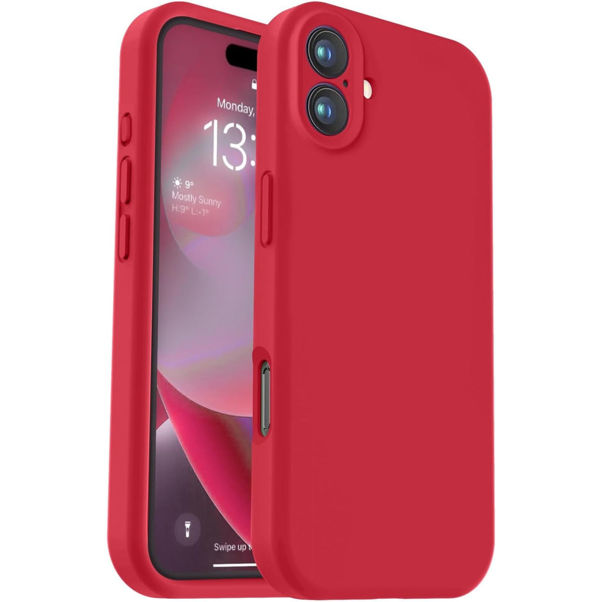 Husa de Protectie, Vivimall, pentru iPhone 16, Liquid Silicone, cu Microfibra pe Interior, Protectie Antisoc, Compatibil Incarcare Wireless, Rosu - vivimall.ro