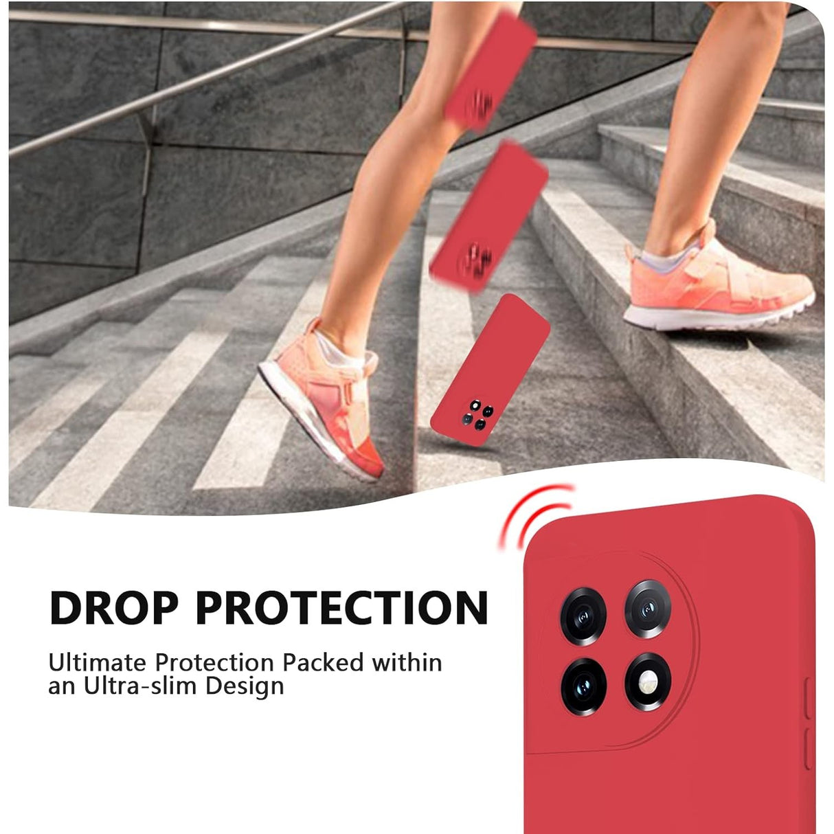 Interior microfibră moale husă silicon lichid roșu pentru OnePlus 11 5G
