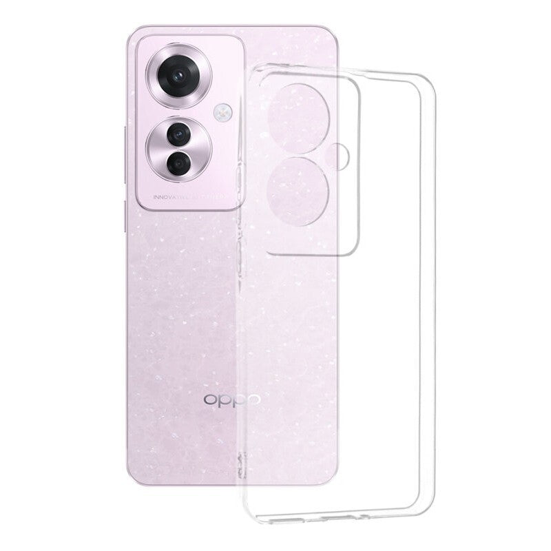 Husă transparentă TPU Protect Plus pentru Oppo Reno 11F cu Dust Plug, vedere frontală