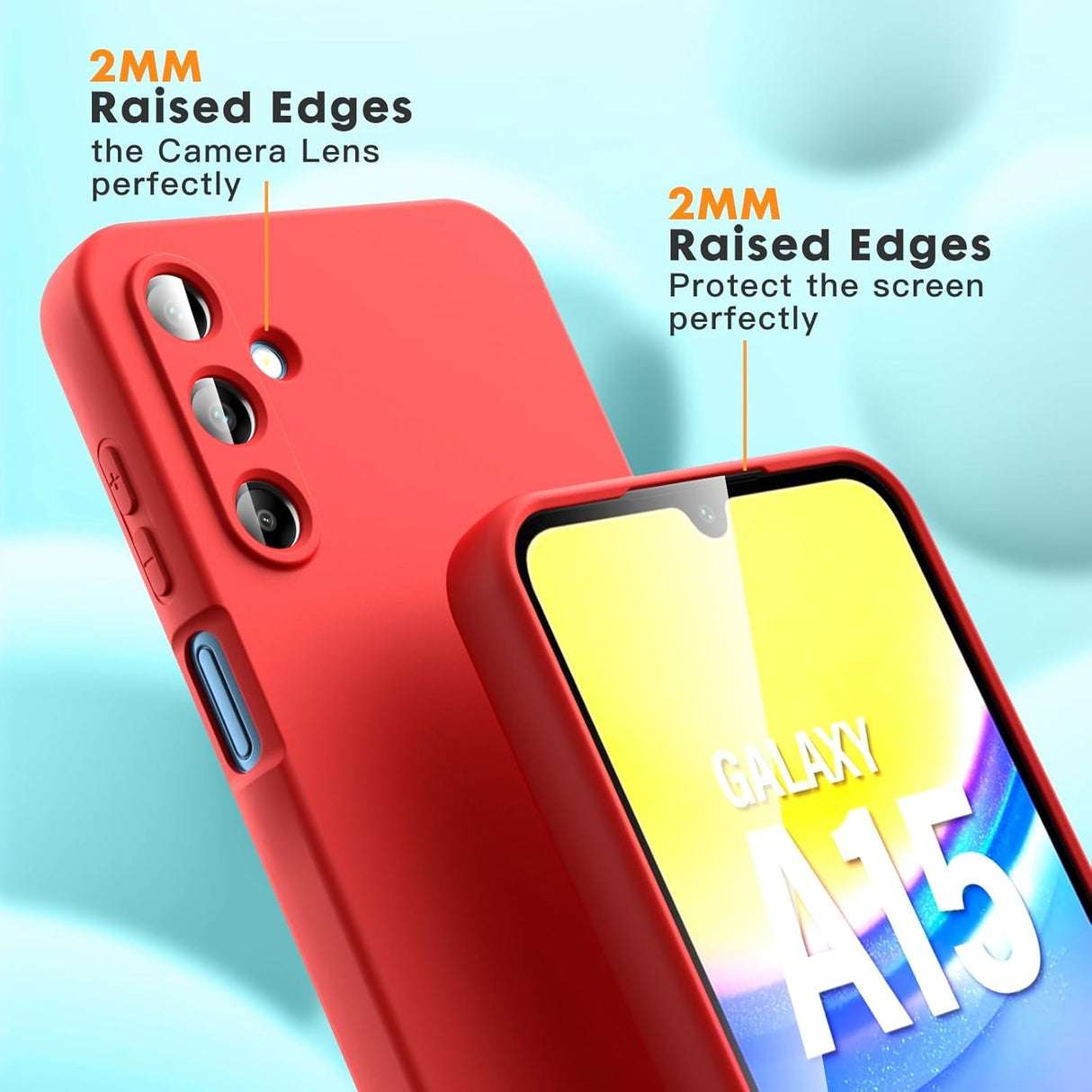 Husă Samsung Galaxy A15 roșu, decupaje precise port USB-C și butoane laterale