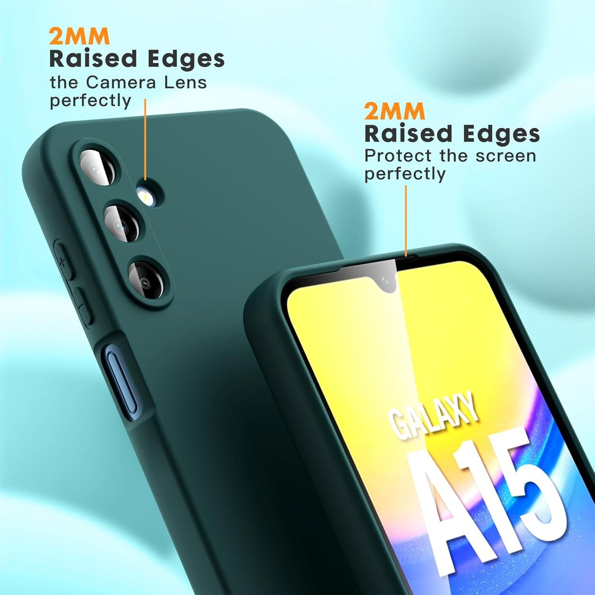 Husa de Protectie, Vivimall, pentru Samsung Galaxy A15, Liquid Silicone, cu Microfibra pe Interior, Protectie Antisoc, Compatibil Incarcare Wireless, Verde - vivimall.ro