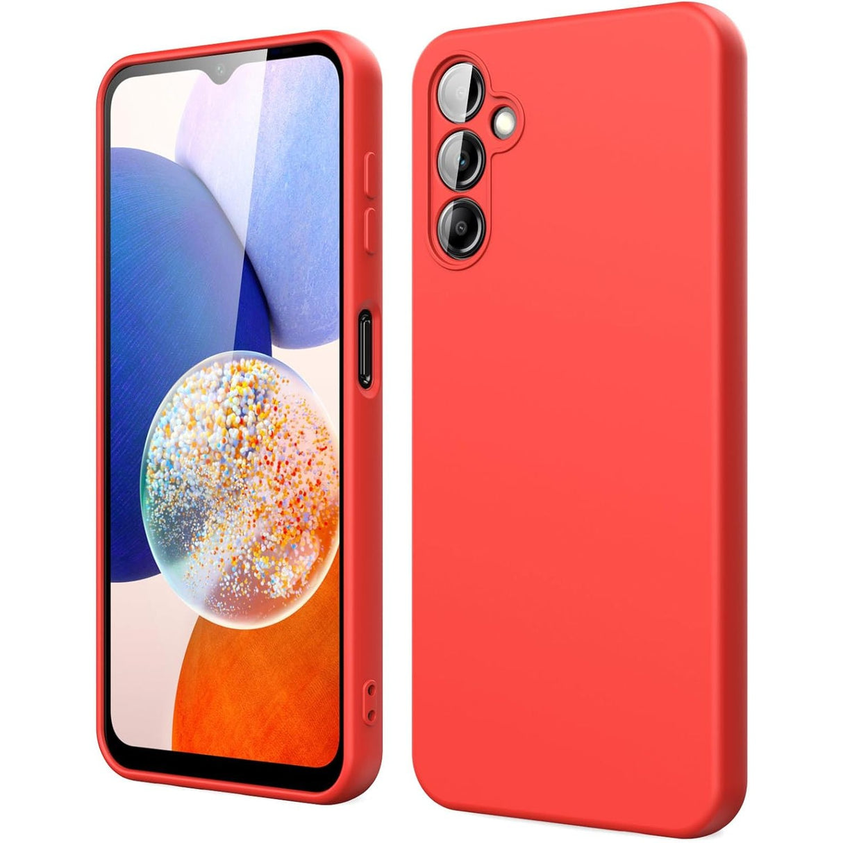 Husă Samsung Galaxy A15 Liquid Silicone roșu, vedere frontală, protecție antisoc cu margini ridicate