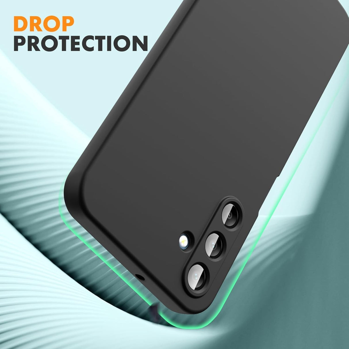 Husă Samsung Galaxy A15 aplicată pe telefon, acces porturi USB-C și butoane laterale