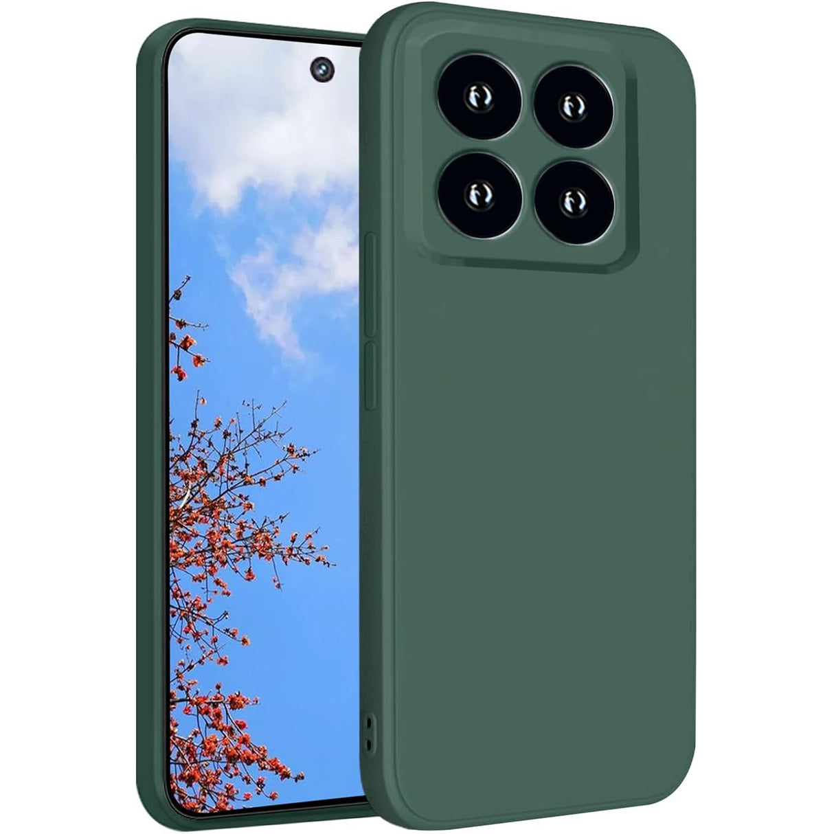 Husă Xiaomi 14 silicon lichid verde, vedere frontală, model Vivimall Liquid Silicone