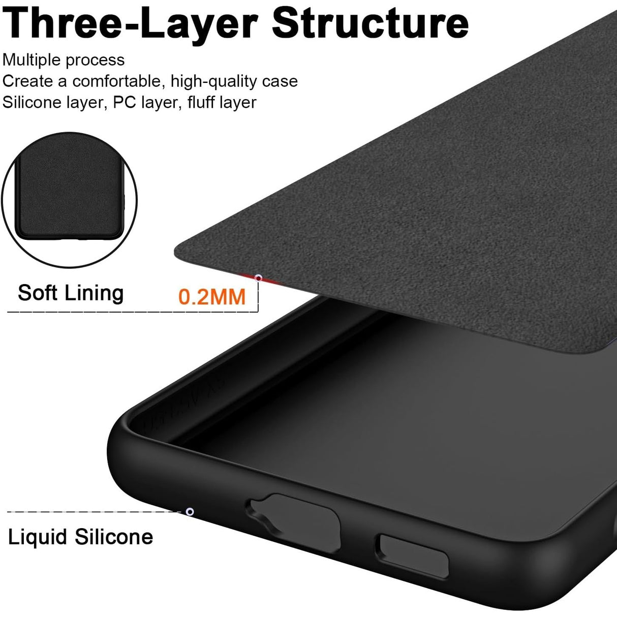 Interior microfibră moale husă silicon lichid Xiaomi Redmi 13T, detaliu căptușeală