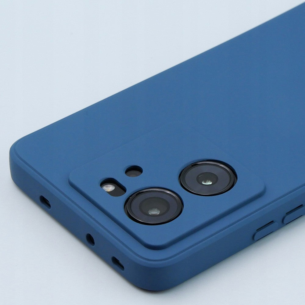 Husă Xiaomi Redmi 13T Liquid Silicone albastru, detaliu margini ridicate pentru protecție display