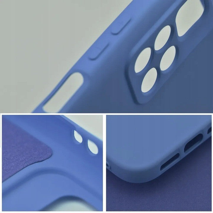 Husă silicon lichid albastru pe telefon Xiaomi Redmi Note 13 5G, compatibilă încărcare wireless