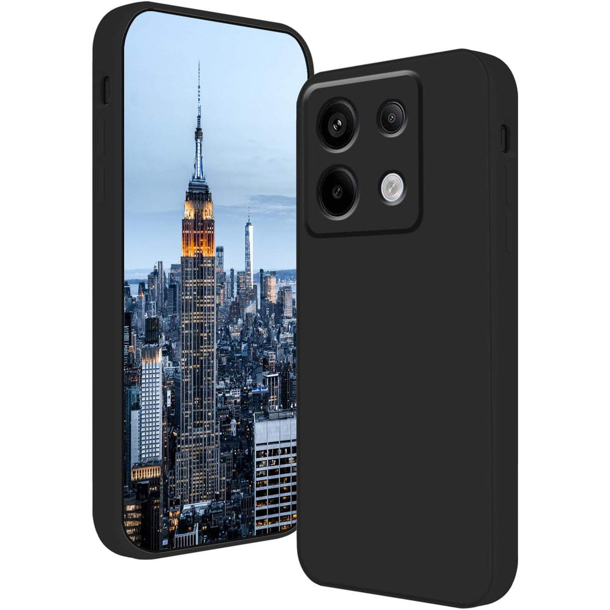 Husă Liquid Silicone neagră pentru Xiaomi Redmi Note 13 5G, vedere frontală, finisaj mat