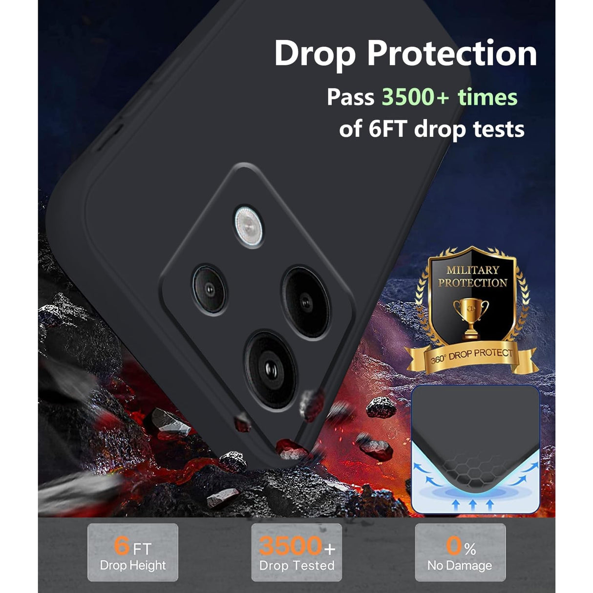Husă Liquid Silicone Vivimall pentru Redmi Note 13 Pro 5G, vedere spate, finisaj mat negru
