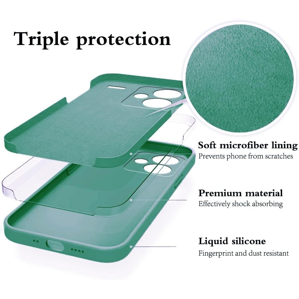 Margini ridicate protecție ecran husă silicon verde Xiaomi Redmi Note 13 Pro Plus 5G