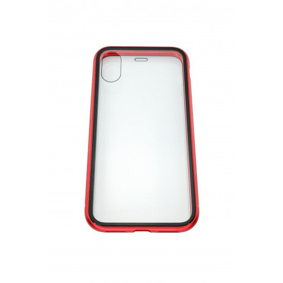 Husa de protectie Magnetic 360, Folie sticla inclusa, pentru Apple iPhone X, Rosu - vivimall.ro