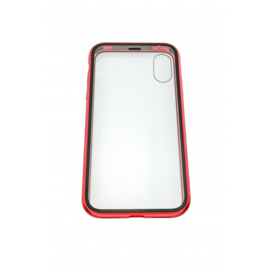 Husa de protectie Magnetic 360, Folie sticla inclusa, pentru Apple iPhone X, Rosu - vivimall.ro