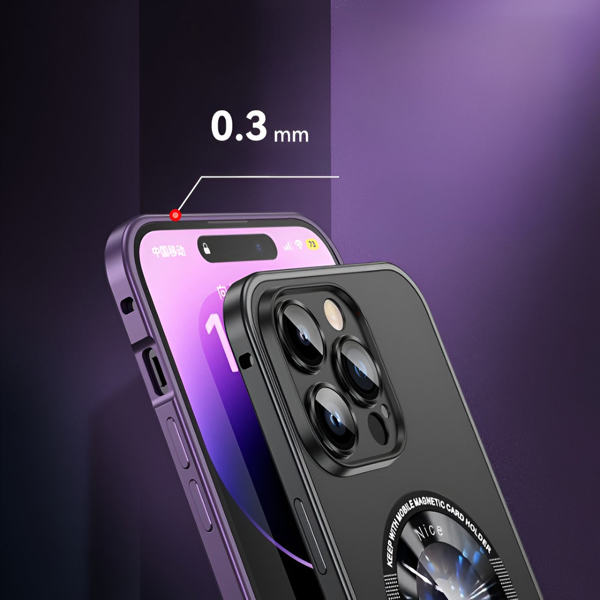 Husa de Protectie MagSafe Compatibila cu iPhone 15 Pro Max, Vivimall, Carcasa din Metal, Incarcare Wireless, Acoperire Completa, Protectie Camera, Antisoc, Antizgariere, Antialunecare, Negru Metalizat - vivimall.ro
