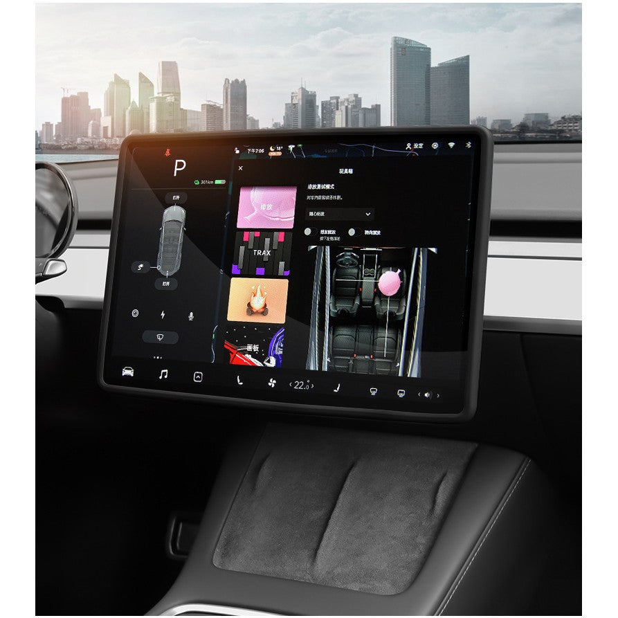 Husa de Protectie Margini Ecran Frontal Tesla, Flipp, Compatibil cu Tesla Model 3/Y, din TPE, Negru - vivimall.ro