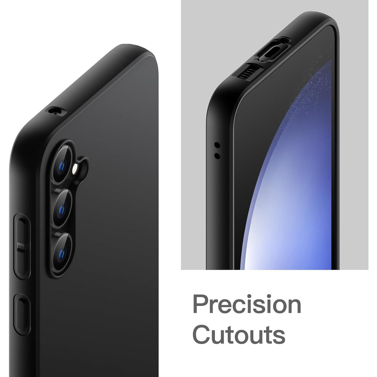 Husă de protecție Matte TPU neagră S23 FE 5G, vedere laterală, design ultra-subțire