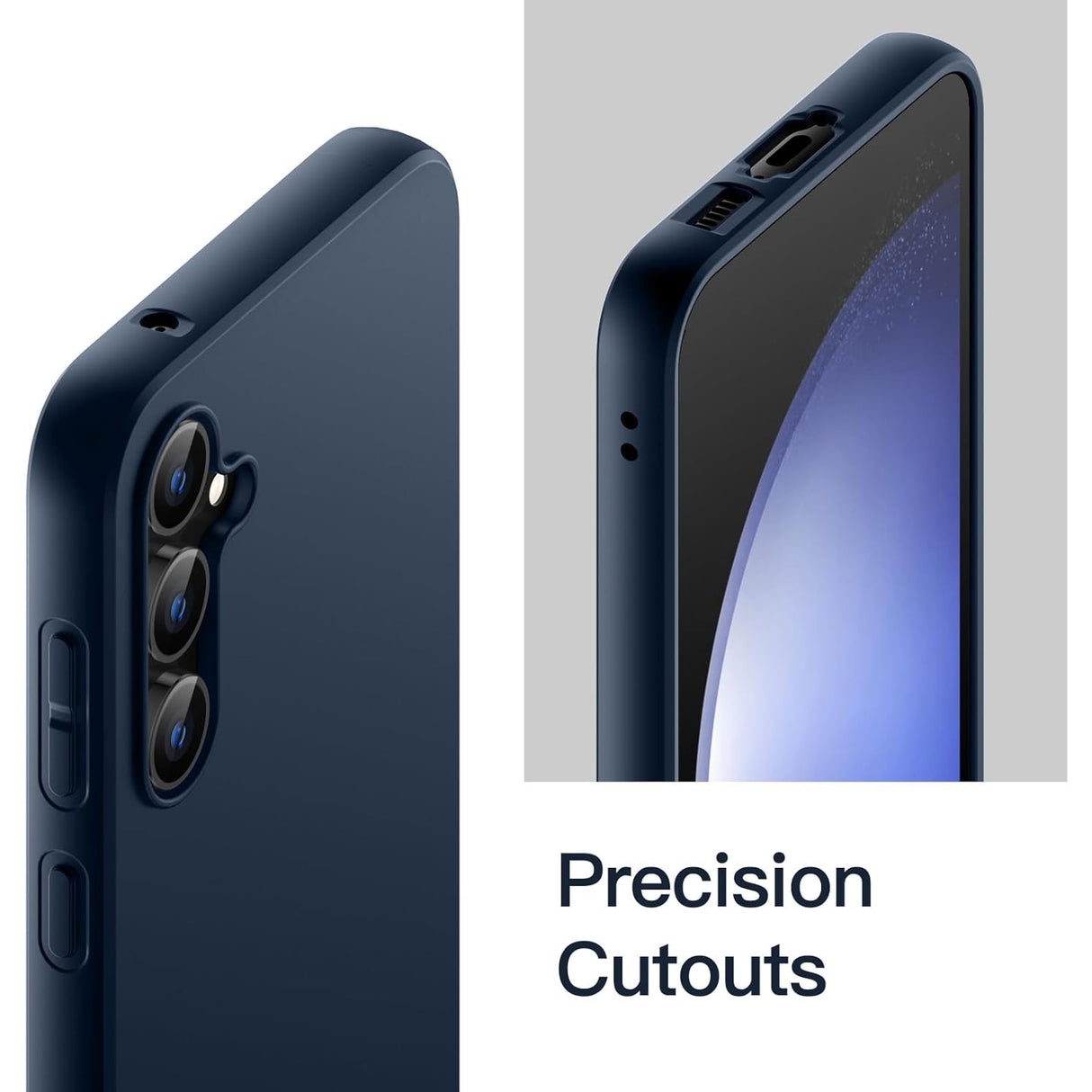 Detaliu buză ridicată protecție cameră husă Matte TPU albastru Samsung Galaxy S23 FE 5G
