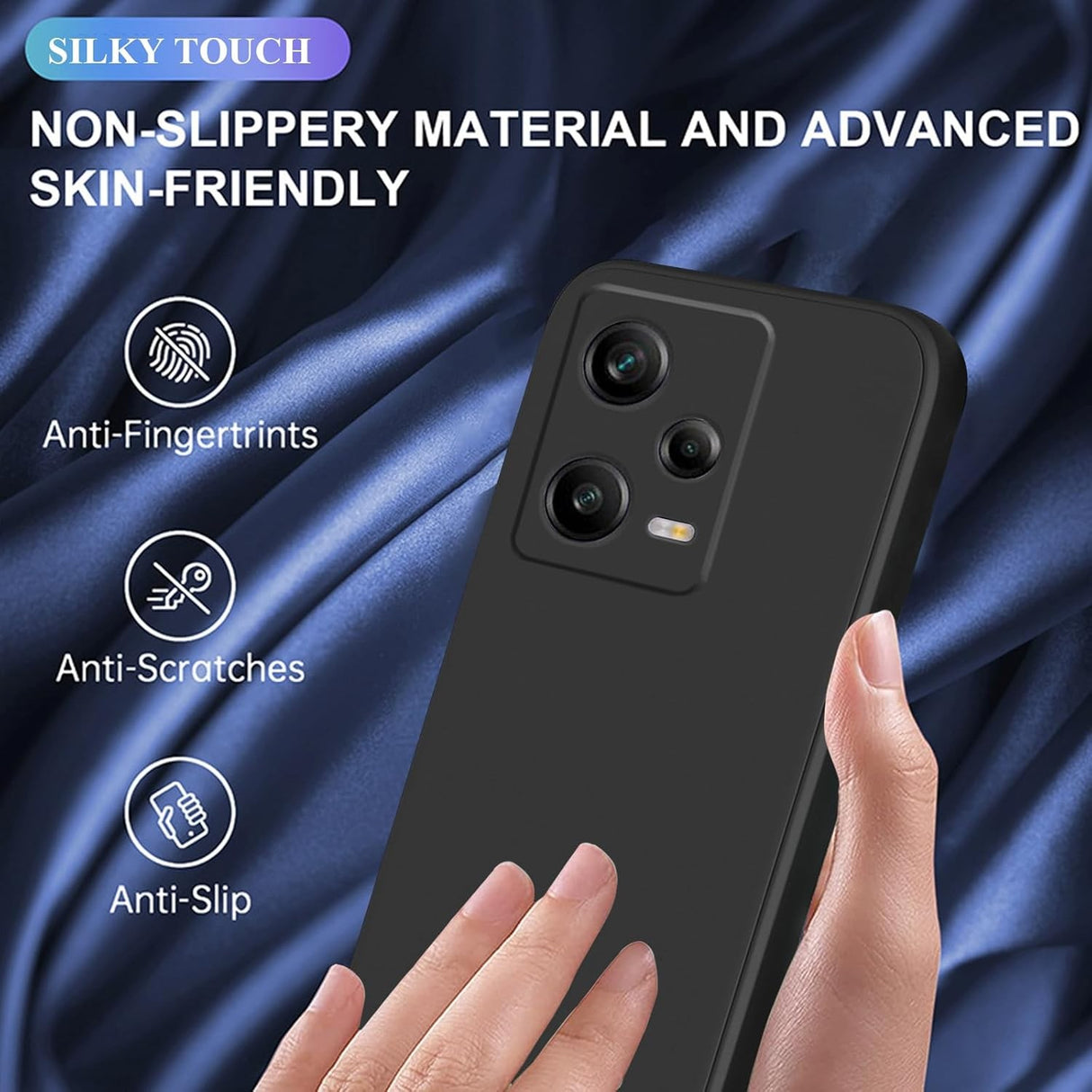 Husă Xiaomi Redmi 12 Pro TPU matte negru, detaliu buză ridicată protecție cameră foto