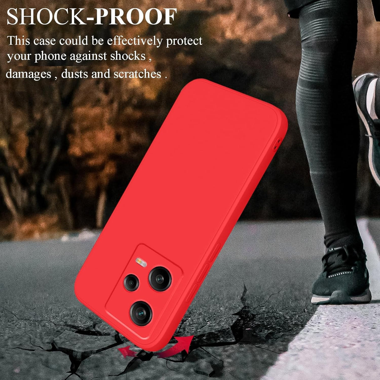 Husa de Protectie Matte TPU, Vivimall, pentru Xiaomi Redmi 12 Pro, Protectie Camera, Antisoc, Antizgariere, Antialunecare, Acoperire Completa, Rosu - vivimall.ro