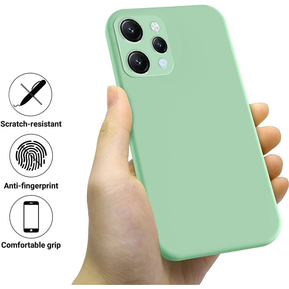 Husă TPU verde Redmi 12 montată pe telefon, protecție completă antisoc și antizgâriere