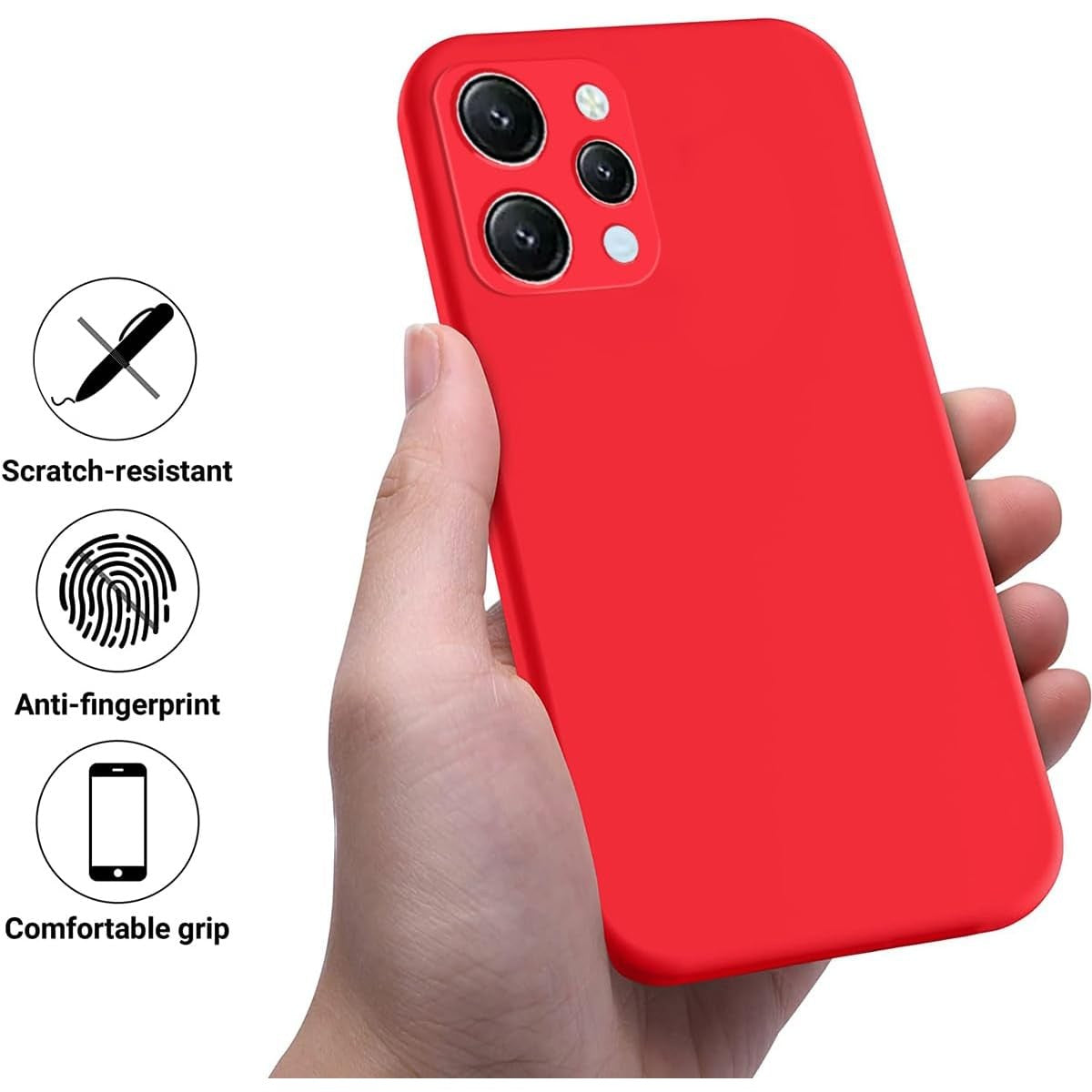Husa de Protectie Matte TPU, Vivimall, pentru Xiaomi Redmi 12, Protectie Camera, Antisoc, Antizgariere, Antialunecare, Acoperire Completa, Rosu - vivimall.ro