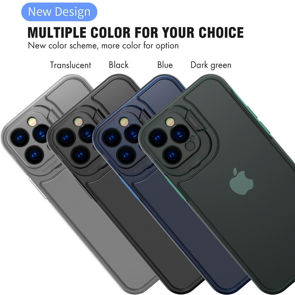 Husa de protectie pentru Apple iPhone 14 Pro Max, Flippy, Bracket series cu suport si protectie pentru camera, Transparent - vivimall.ro