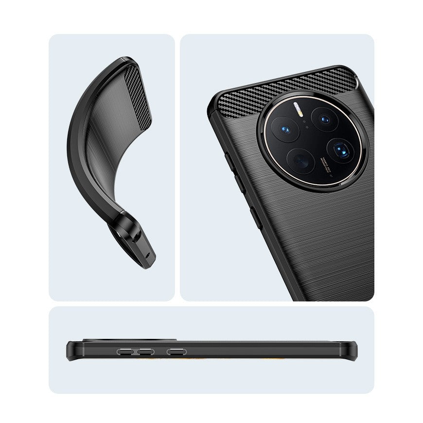 Husa de Protectie pentru Huawei Mate 50 Pro, Vivimall, Protectie 360, din TPU cu element de Carbon, Anti Alunecare, 1.8 mm, Negru - vivimall.ro
