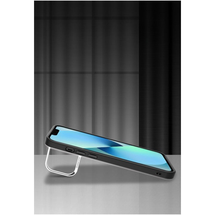 Husa de protectie pentru iPhone 14, cu suport metalic pentru camera, Bracket Series, Flippy, Protectie Antisoc, PC mat, silicon moale pe margini, Albastru - vivimall.ro