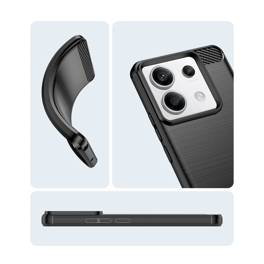 Husa de Protectie pentru Xiaomi Redmi Note 13 Pro Plus, Vivimall, Protectie 360, din TPU cu element de Carbon, Anti Alunecare, 1.8 mm, Negru - vivimall.ro