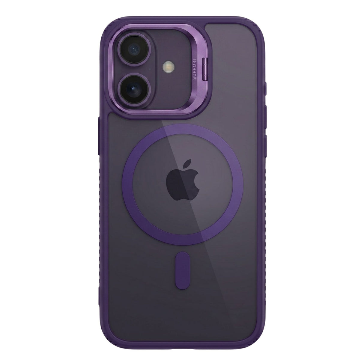 Husa de Protectie Telefon, Flippy, Compatibila cu iPhone 17, MagSafe, Acrylic, Suport Metalic Protectie Camera, Anti-Soc, Mov Inchis
