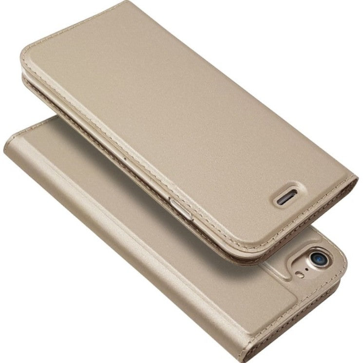 Husa de Protectie Tip Carte, Flippy, pentru Apple iPhone 7/8/SE 2020, Capac Oglinda, din Piele Ecologica si PC, Auriu - vivimall.ro