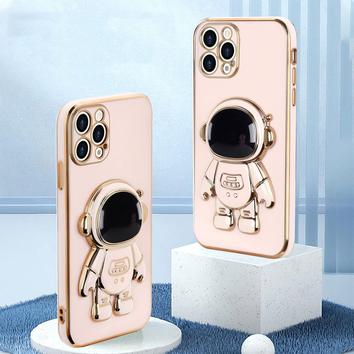 Husă TPU 2in1 iPhone 14 Pro Max roz în utilizare, suport activ pentru vizionare video